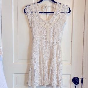 Lace Minidress - White lace with cream accents